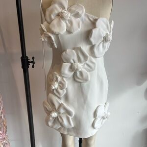 White Floral Appliqué Dress